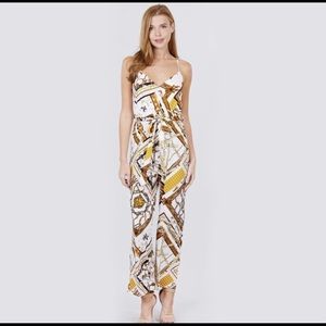 Printed Blush/Mustard Spaghetti Cami Jumpsuit